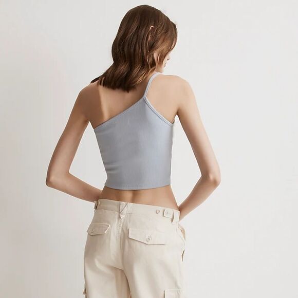NWOT Madewell One-Shoulder Crop Tank in Sleekhold - Picture 2 of 4